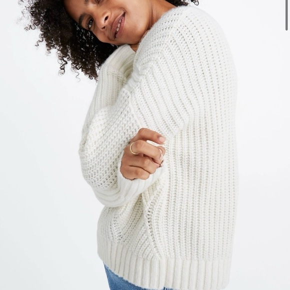 Madewell Everett Rib-Play Pullover Sweater in Antique Cream, Wool Alpaca, Size S - Picture 3 of 15